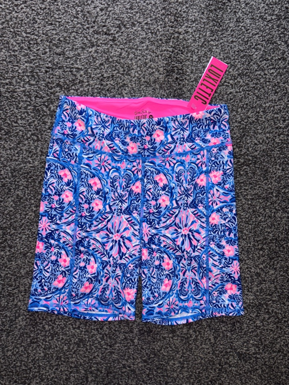Lilly Pulitzer Weekender High Rise Biker Shorts Blue Peri NWT Size Medium